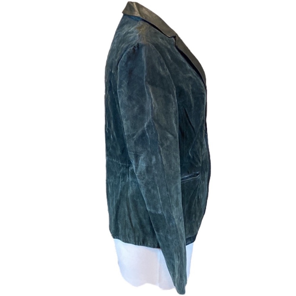 Vintage Liz Claiborne Forest Green Leather Blazer - Picture 4 of 11